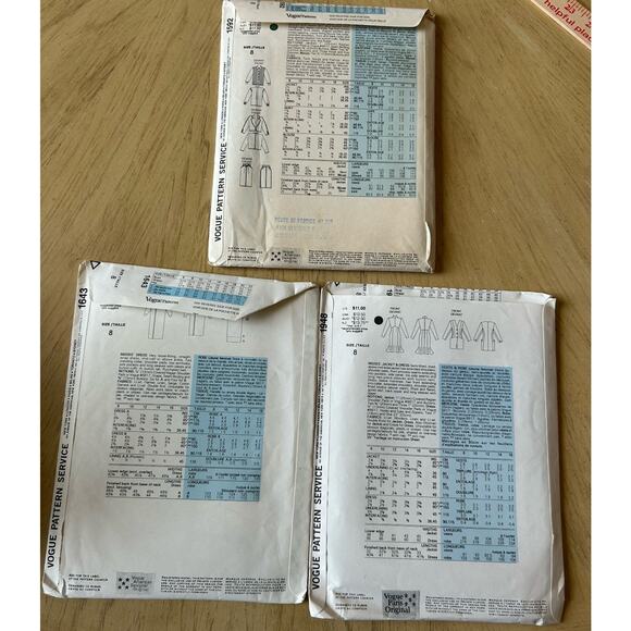 3 VTG Vogue 80s Sew Patterns Ralph Lauren 1643, Oscar D La Renta 1592, Dior 1948 - Picture 2 of 12